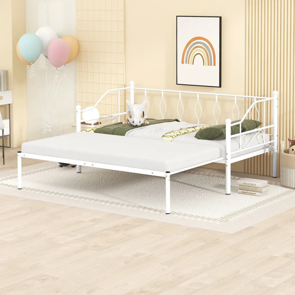 Twin Dimensions Metal Daybed Trundle Slat Support No Box Required lucky furniture