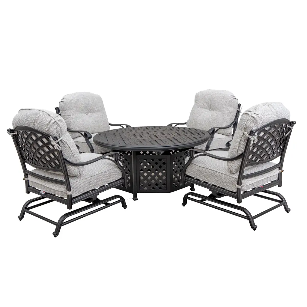 Chic Outdoor 5 Piece Light Metal Dining Set Cushion Sandstorm gathercraft