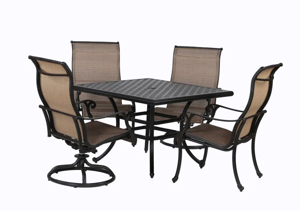 5 Piece Dining Set Antique Metal Alloy Polyester Light Metal Outdoor Furniture gathercraft