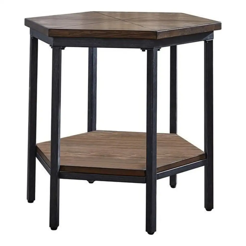 Bowery Hill Hexagon Metal End Table Chocolate - Modern Coffee Accent Table