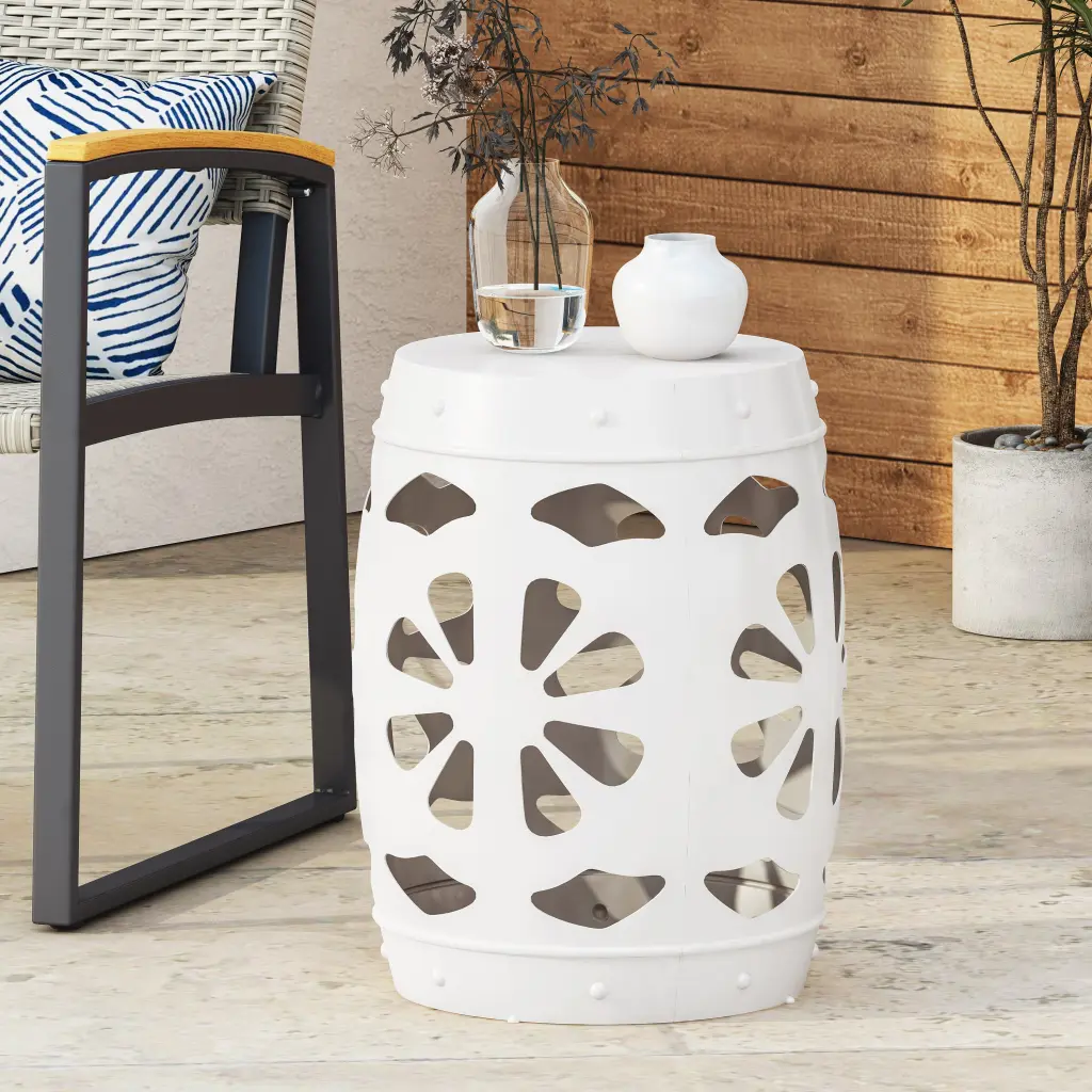 Metal End Table Large White Iron Side Table Living Room civilfurniture