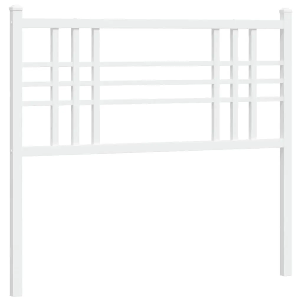 Metal Headboard White 39.4 Inch Queen Size Bed Frame Accent