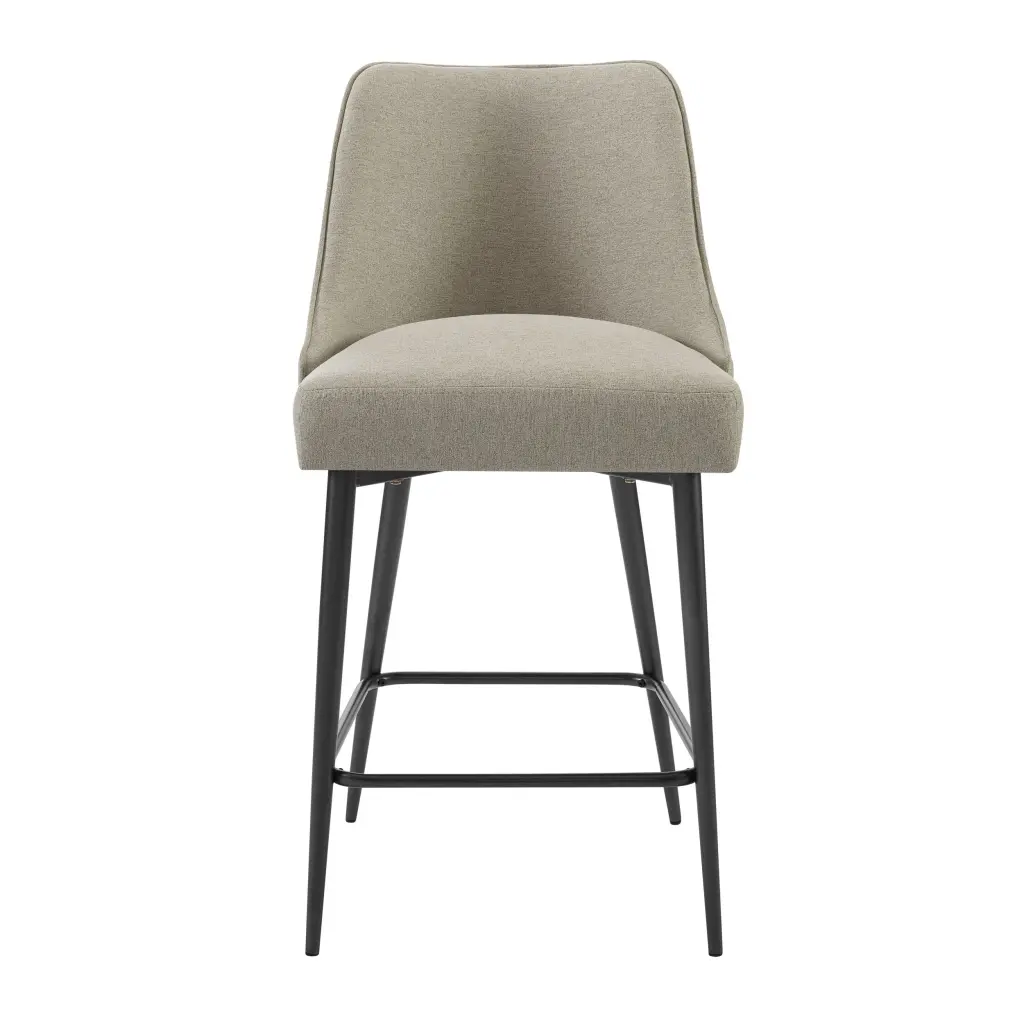 Olson Counter Chair Set 2 Khaki Shiny Metal and White Material steve silver furniture