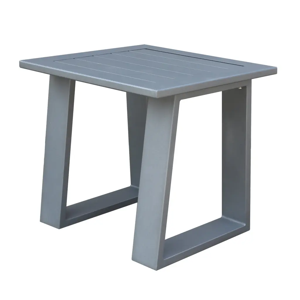Outdoor Indoor Light Metal Square End Table Side Table Powdered Pewter Finish gathercraft