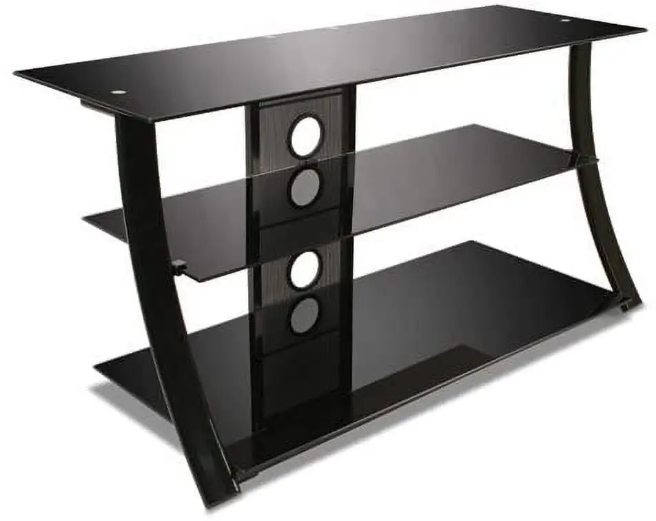 Bell'O 44 Inch Wide Gloss Black Metal AV Stand Home Theater
