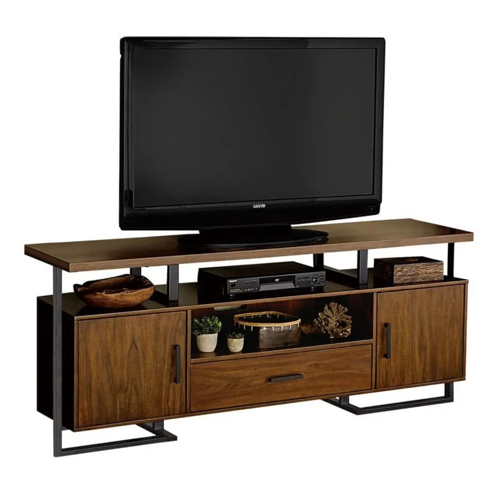 Lexicon Sedley Metal 68 TV Stand Walnut and Black Finish
