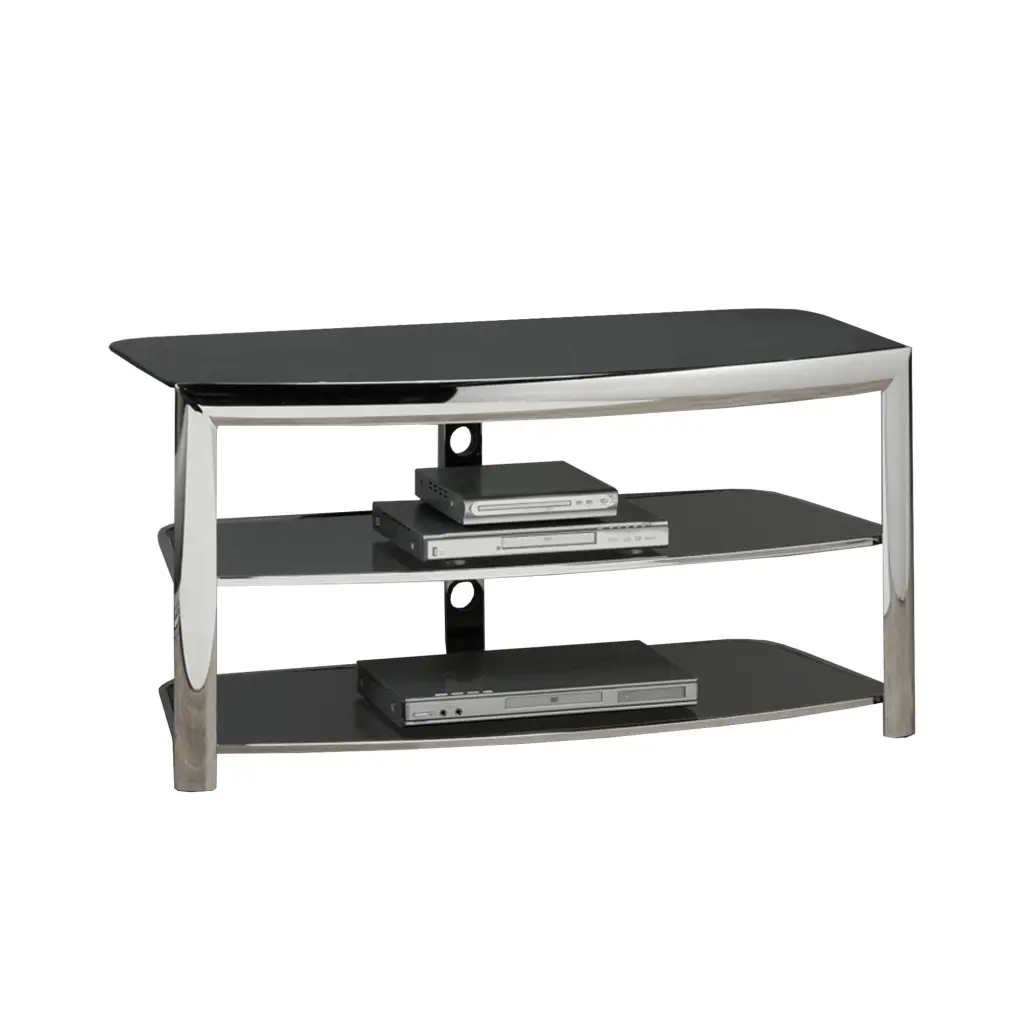 43 Inch Metal Chrome TV Stand Storage Shelves Living Room Monarch