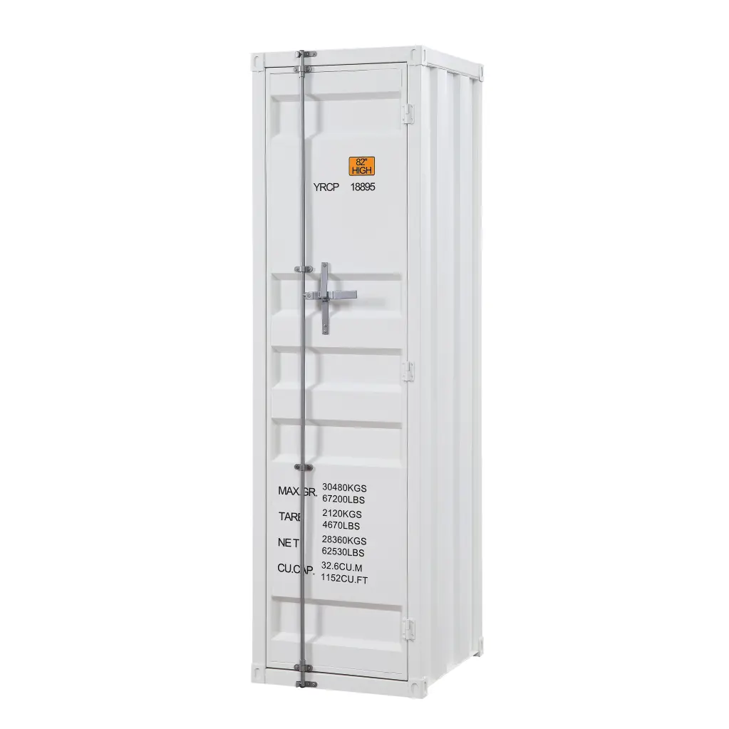 White Wardrobe Full Length Mirror Container Lock Metal Bedroom Storage furniture max