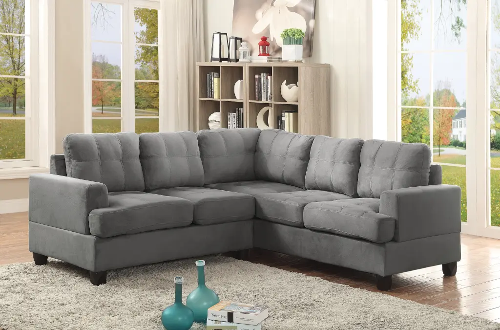 Sandridge Gray Foam Microfiber Sectional Sofa Comfortable Living Room Couch glory furniture