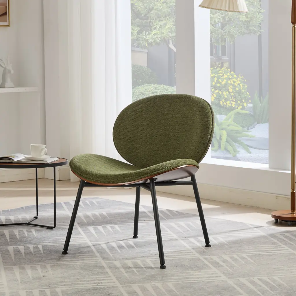 Mid Century Modern Shell Chair Single Side Chair Tripod Green Lounge Chair a-a furniture