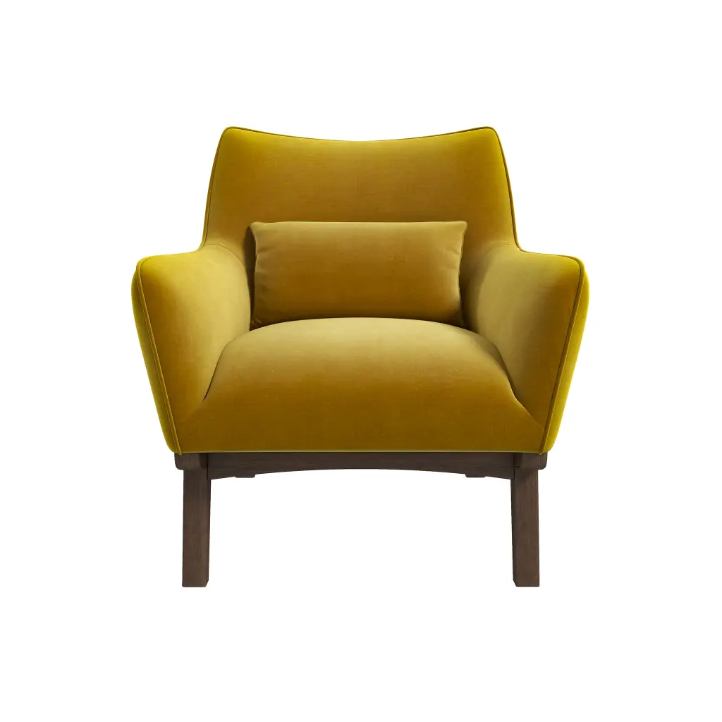 Brayden Lounge Chair Gold Velvet Brown Mid Century Modern Design ashcroft furniture