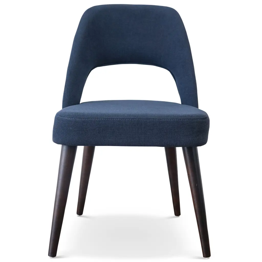 Juliana Mid Century Modern Blue Fabric Dining Chair Set 2 Solid Black Legs ashcroft furniture