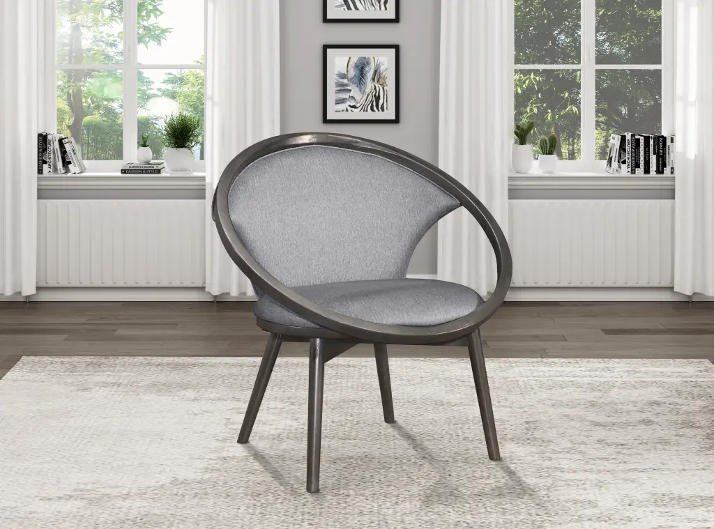 Mid Century Design Solid Rubberwood Accent Chair Gray Fabric kanepe