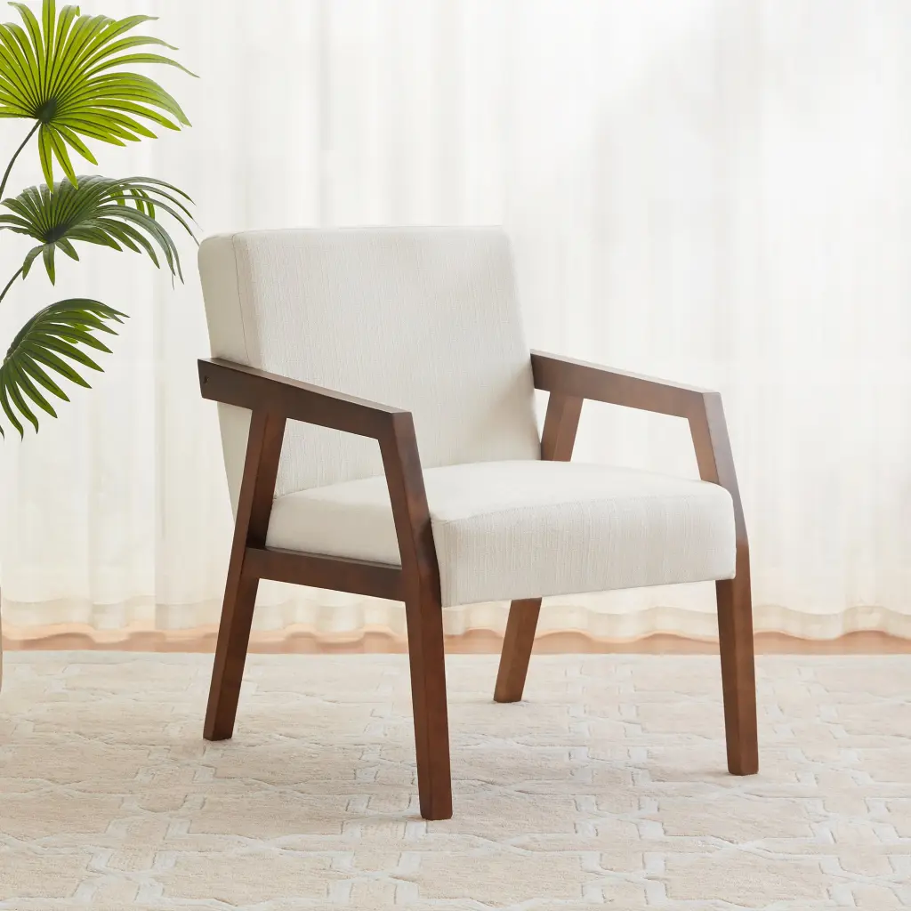 Solid Timber Mid Century Modern Accent Chair Upholstered Armchair Living Room wt furniture