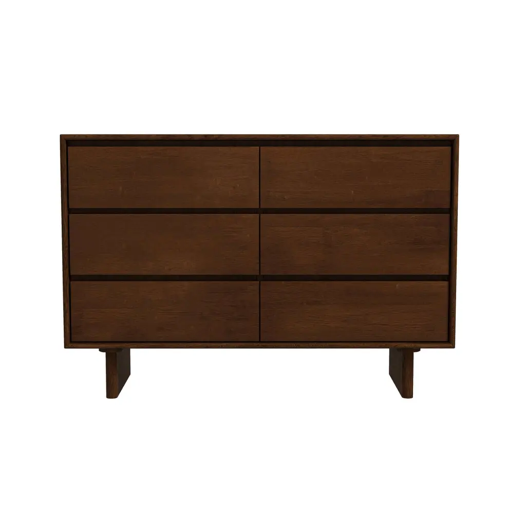 Dubrovnik Mid Century Modern Walnut Dresser 6 Drawers Brown Timber ashcroft furniture