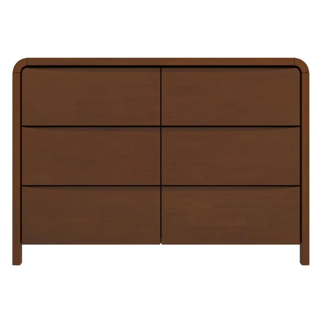 Lionel Mid Century Modern 6 Drawer Dresser Solid Timber Brown Finish ashcroft furniture
