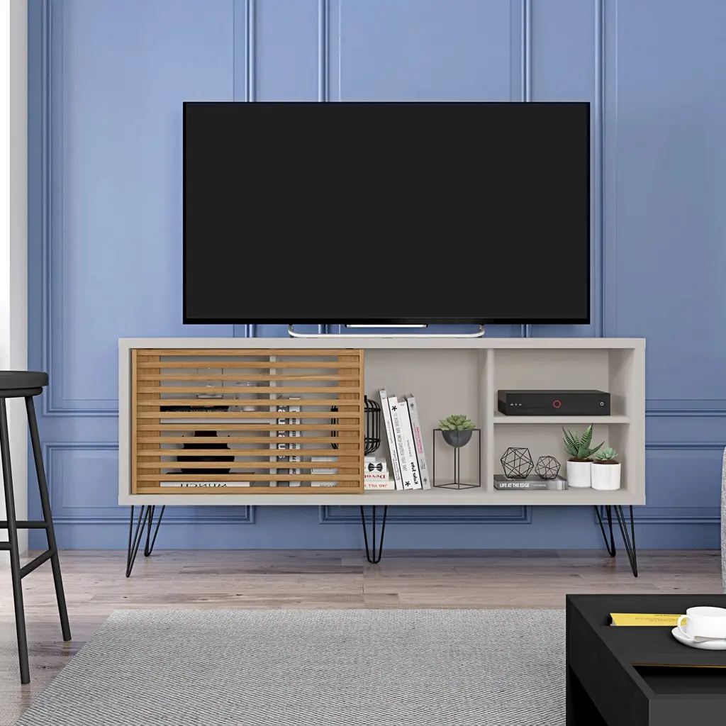 Lider Design Mid Century Modern FRIZZ 1.36 TV Stand Sliding Door TVs up to 55 Inches