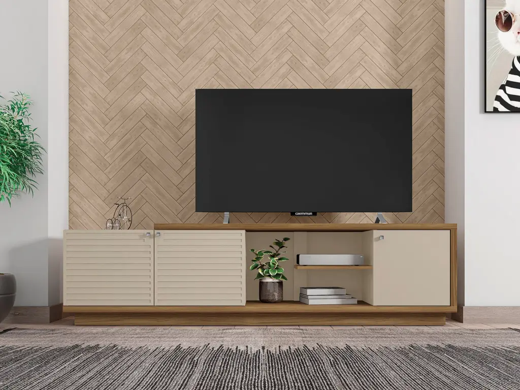 Lider Design Mid Century Modern LAS VEGAS TV Stand Sliding Door TVs up to 75 inches