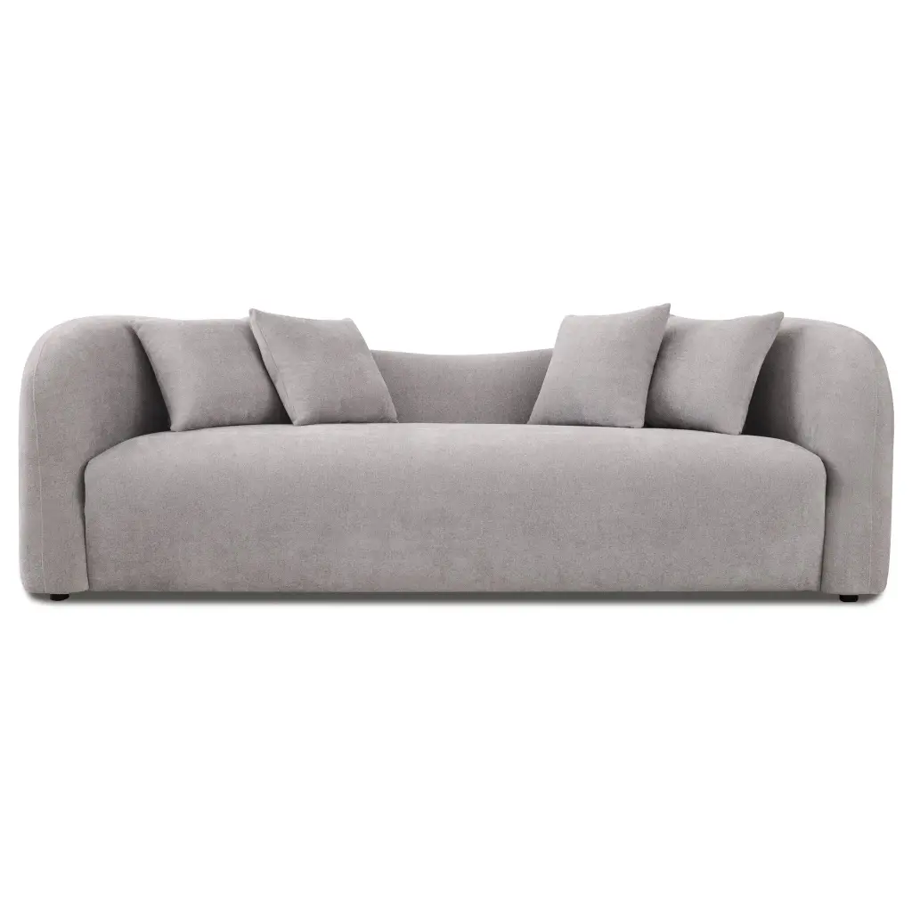 Mason Mid Century Modern Premium Tight Back Curvy Grey Boucle Couch ashcroft furniture