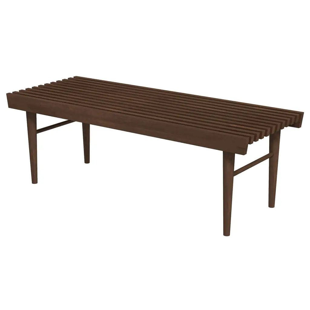 Mia Mid Century Modern Solid Wood Bench Dark Brown Walnut Wood ashcroft furniture