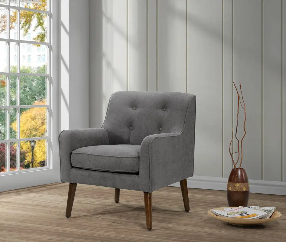 Ryder 25 Inch Mid Century Modern Gray Woven Tufted Armchair lilola home