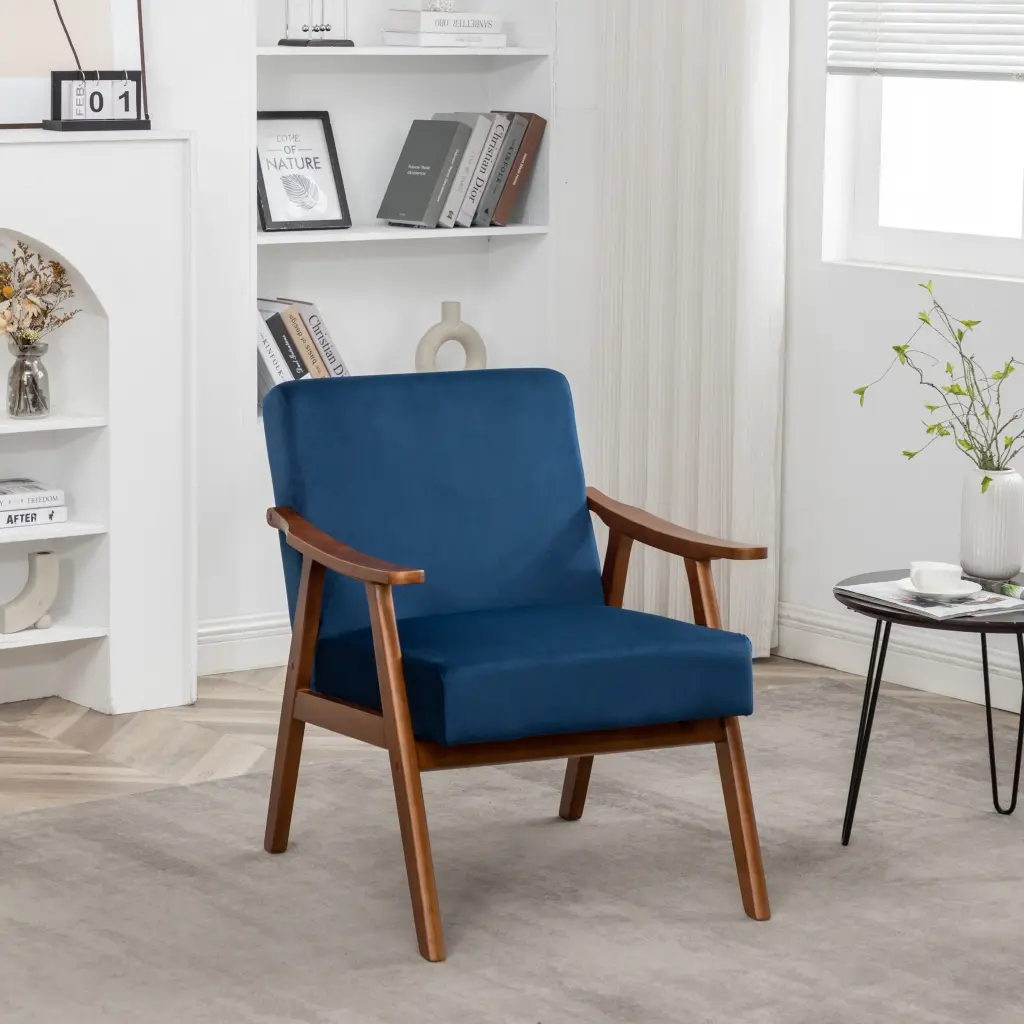 Accent Chair Velvet Upholstery And Solid Timber Frame Classic Mid Century Modern u s pride furniture