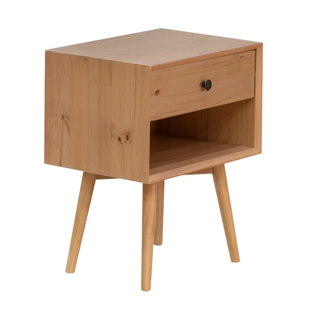 Mid Century Solid Wood 1 Drawer Nightstand Natural Pine Bedside Table walker edison
