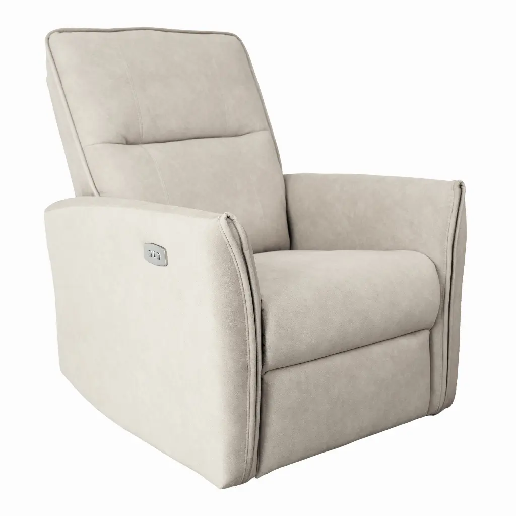 Asheville Cream Suede Recliner Chair Cream Suede Cushion Back Mid Century Modern ashcroft furniture