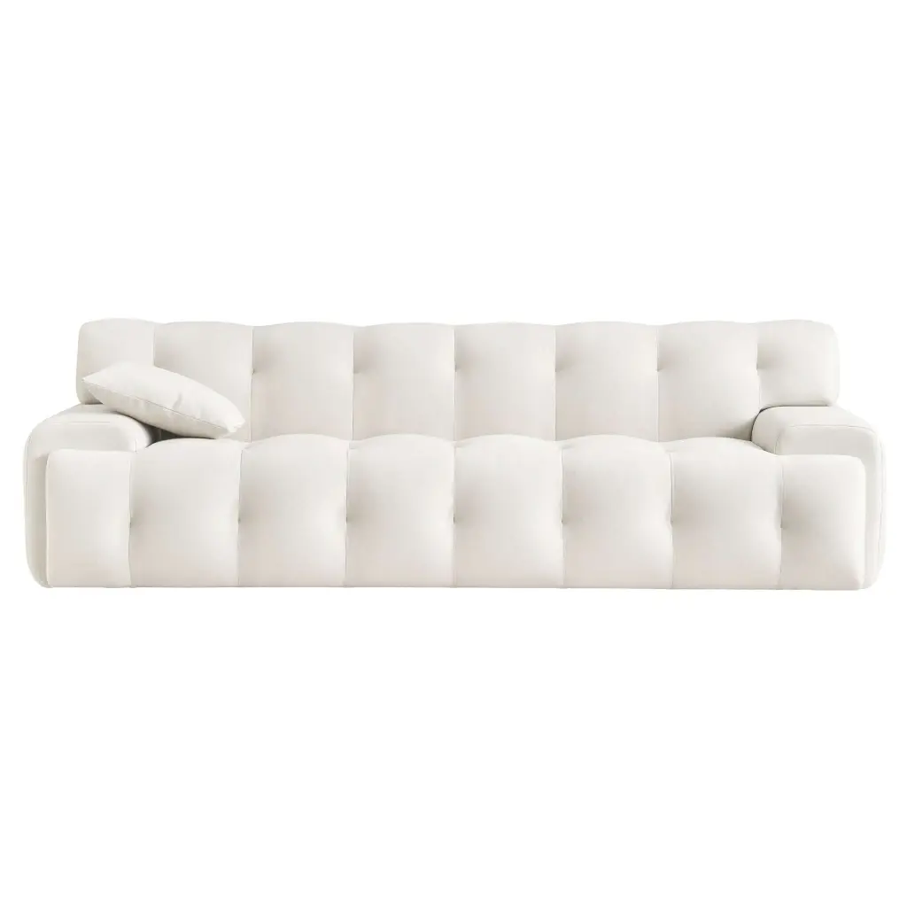 Brampton Mid Century 90 Inch Cream Velvet Sofa Cream White Nature Velvet Living Room Sofa ashcroft furniture