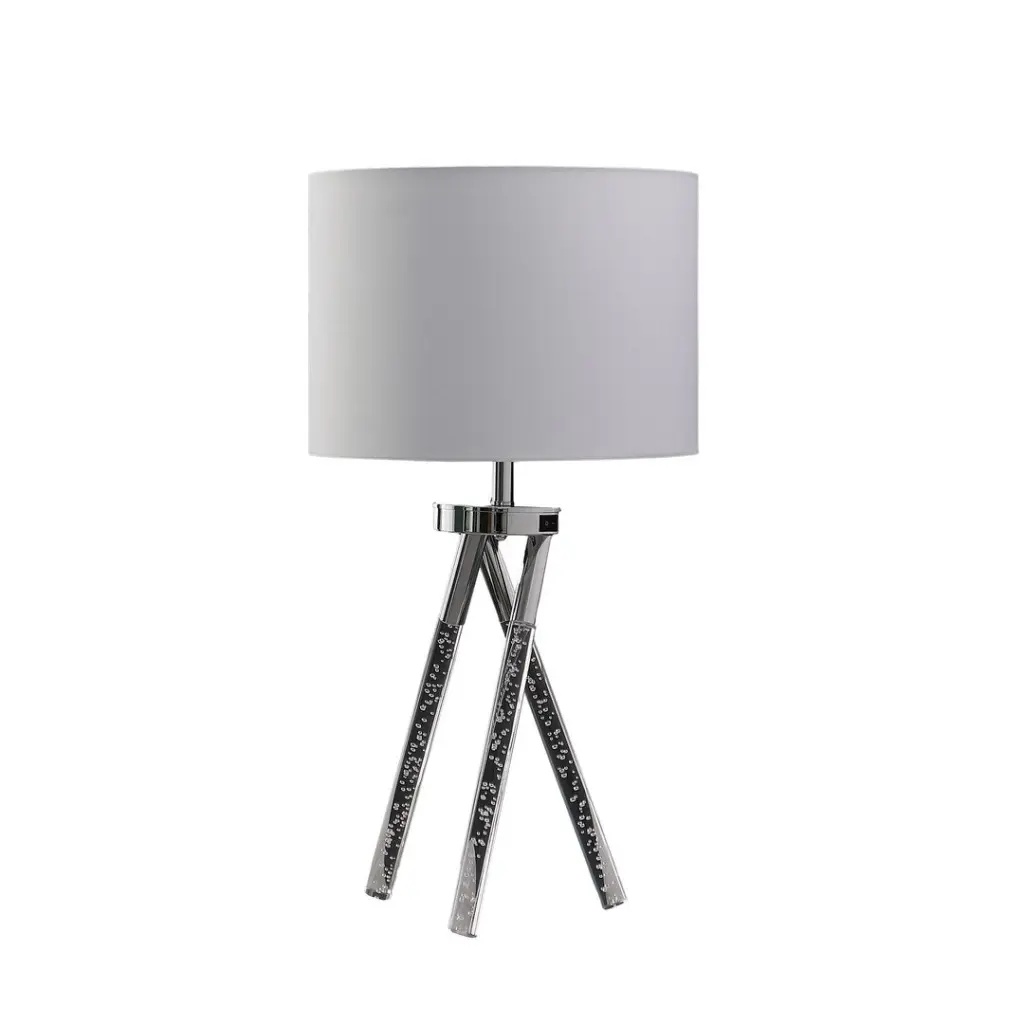 26.25 Inch Mid Century Birgit Led Acrylic Tapered Legs Silver Metal Table california home