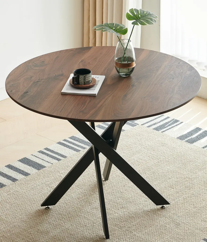 42.1 Inch Black and Wood Color Mid Century Dining Table 4 to 6 People rnb
