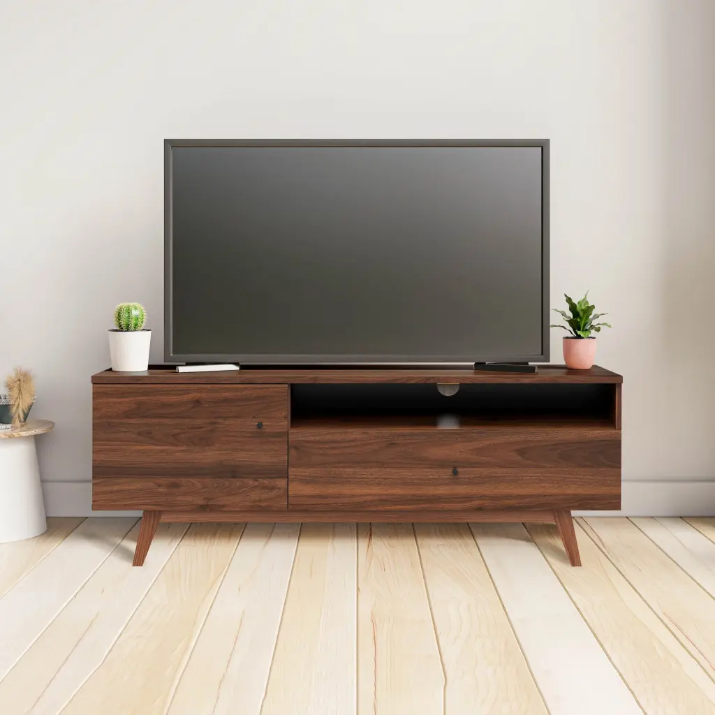 Lifestyle Solutions Westley Mid-Century TV Stand TVs up to 55 Walnut Brown