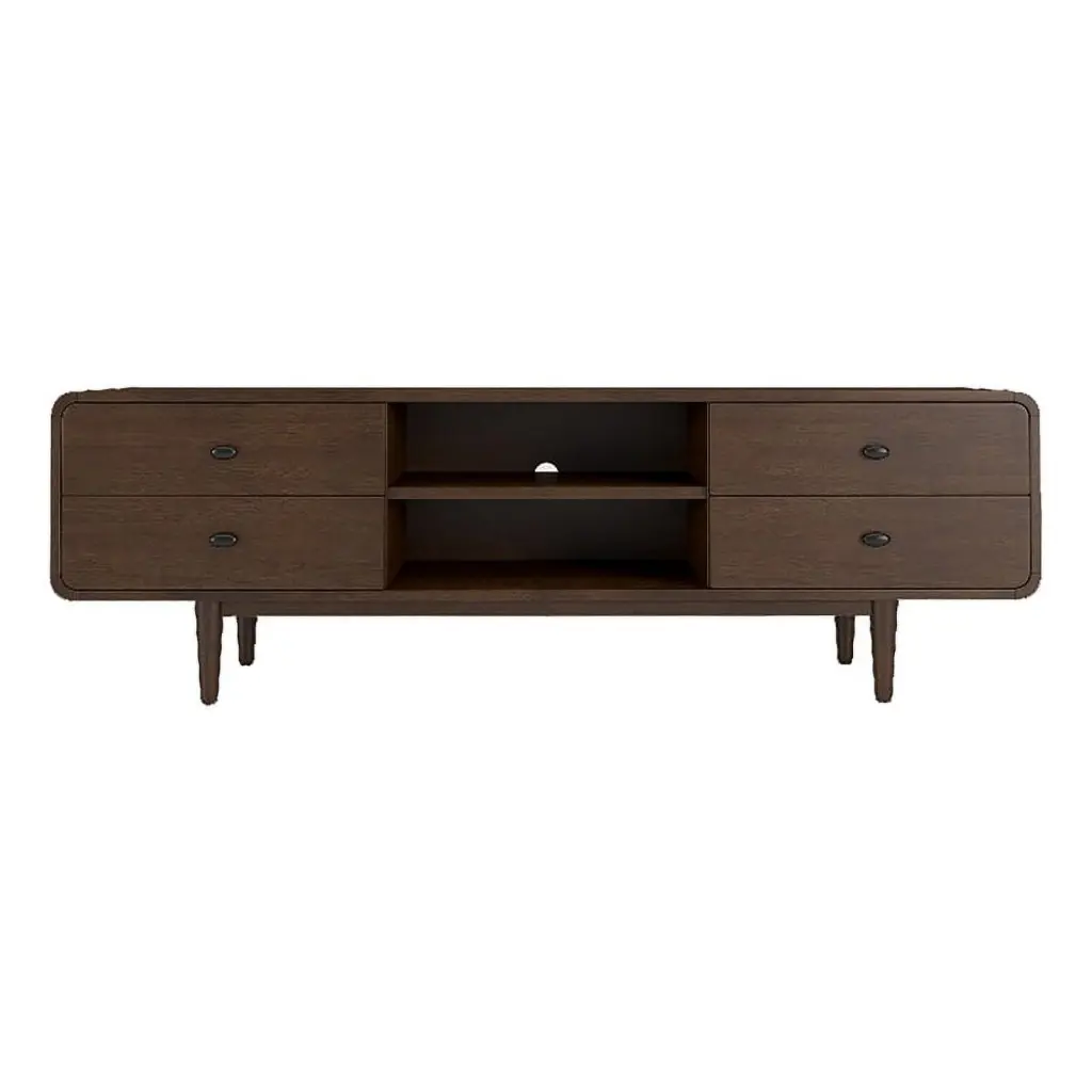 Pemberly Row Mid-Century Solid Wood TV Stand TVs up to 65 Inches Brown