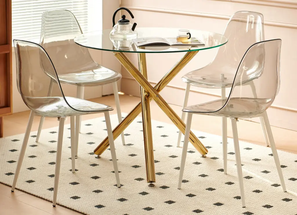 4.5 Piece Mid Century Dining Set Metallic Leg Table 4 rnb