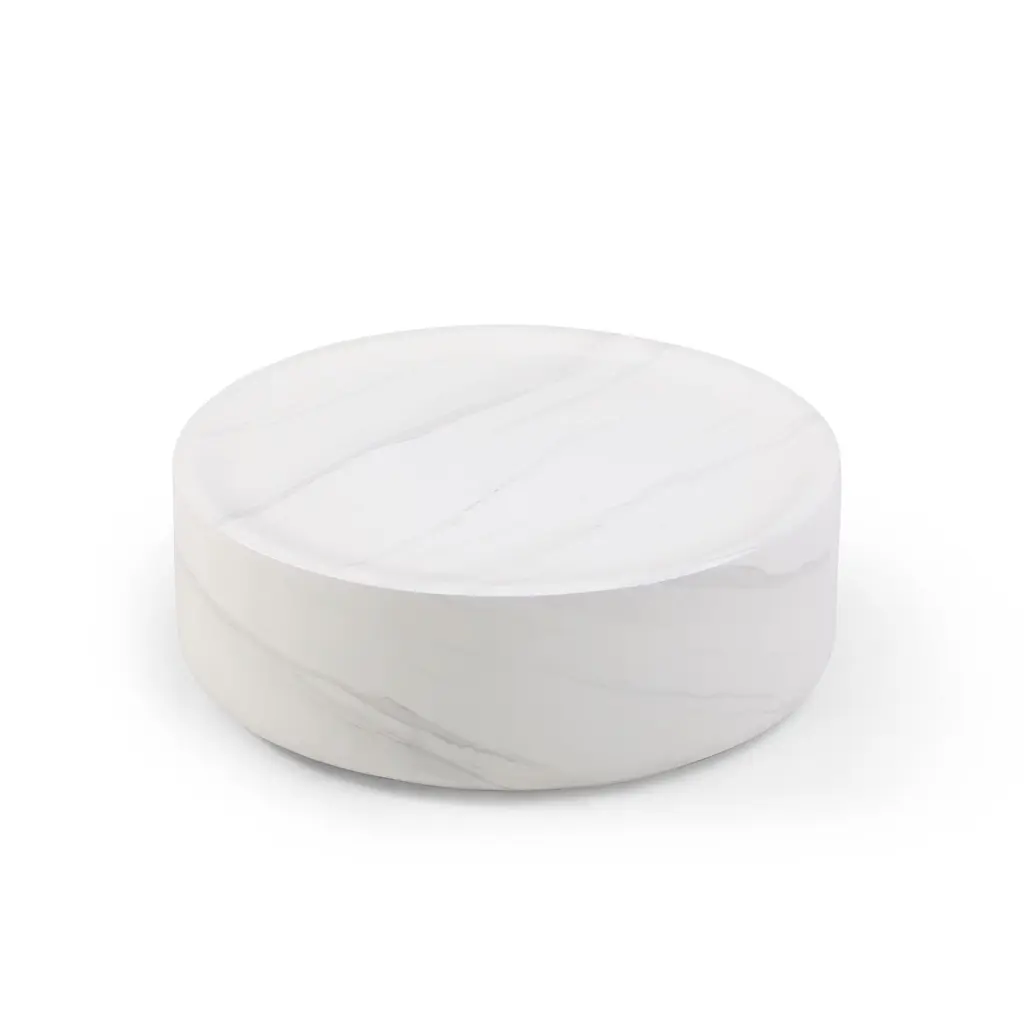 Minimalist Round Coffee Table Classic White Stylish Living Rooms LMing
