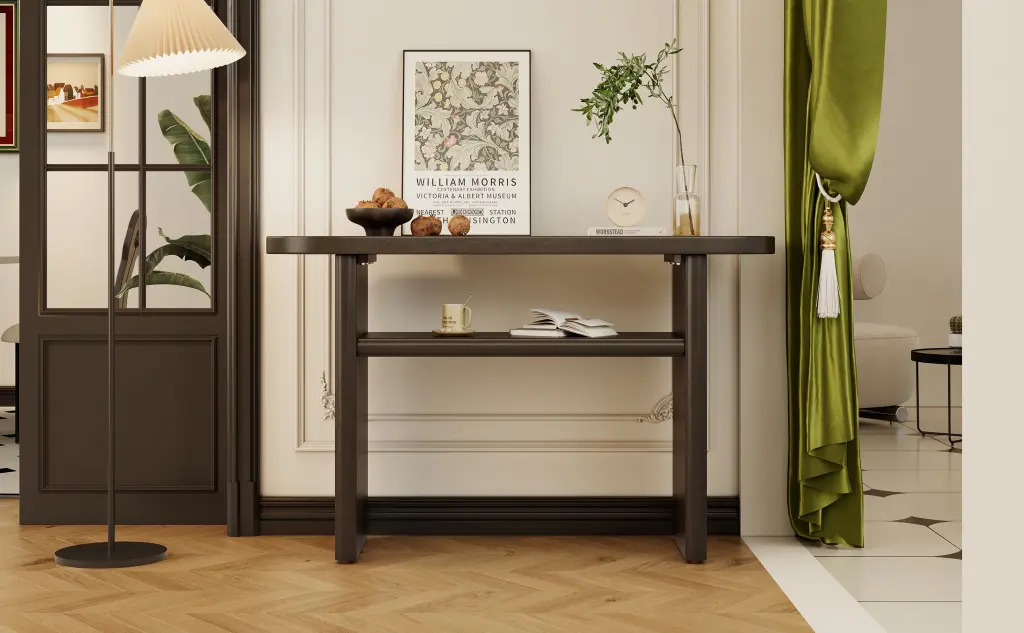 Elegant Minimalist Console Table Rounded Edges And Sturdy Shelf Durable rnb