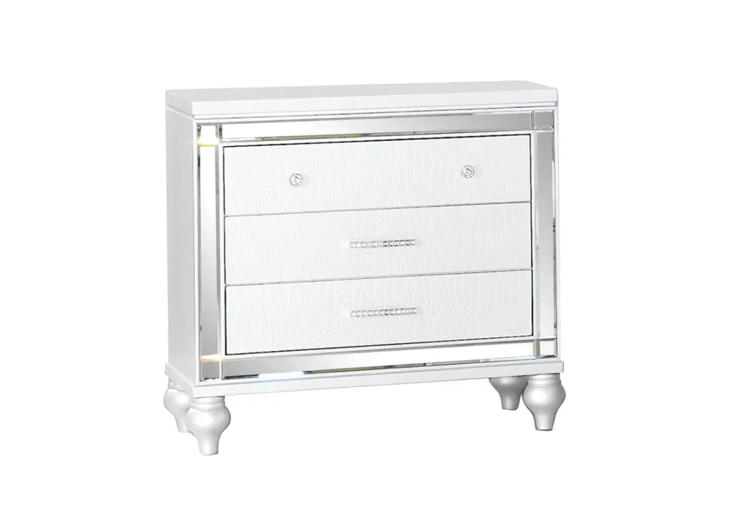 Sterling Mirror Framed Nightstand Made Timber White White 3 Drawer galaxy home furnishings