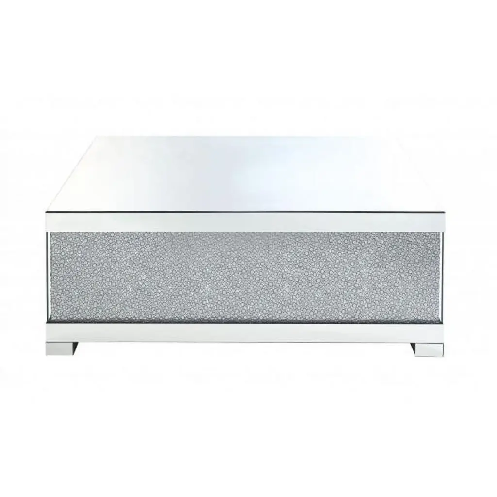47 . Mirrored Rectangular Coffee Table Silver Modern Living Room Center Table Fancy Fixtures