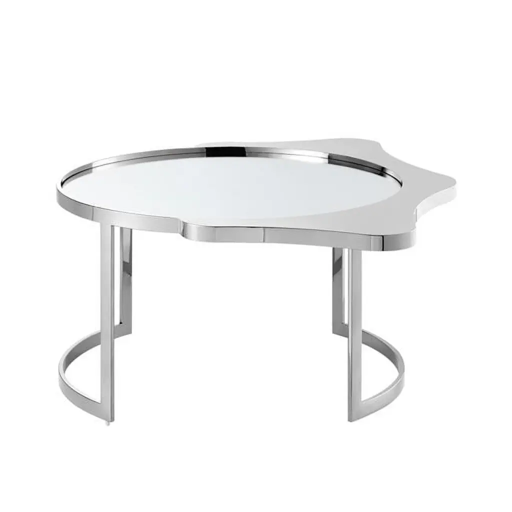HomeRoots 32 Inch Silver Glass and Stainless Steel Round Mirrored Coffee Table
