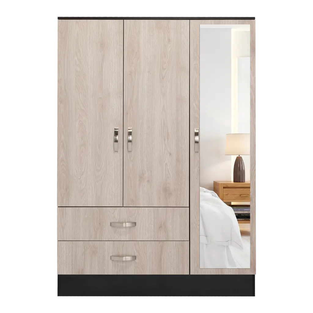 Mirrored Armoire Draggo Bedroom Black Light Gray Particle Board treevol furniture