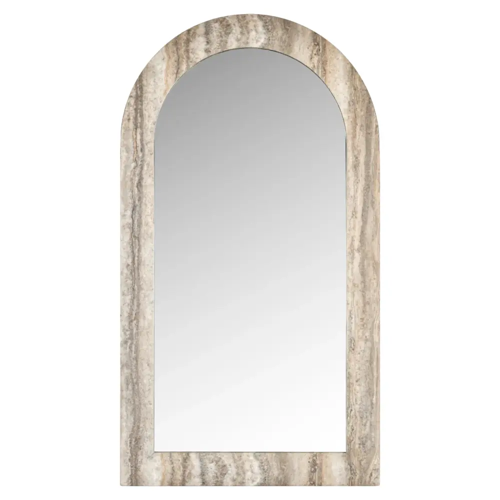 Calco Faux Travertine Mirror - Grey Shatter-Resistant Glass