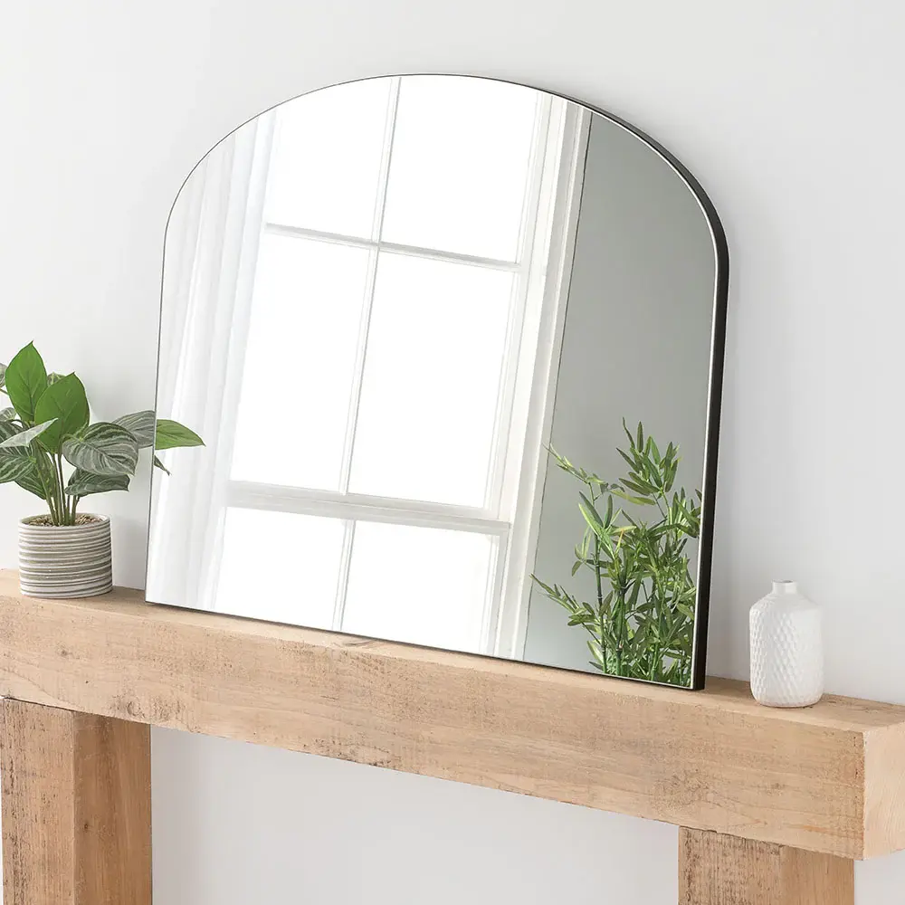 Cora Bevelled Mantle Mirror 91x69cm - Jet-black
