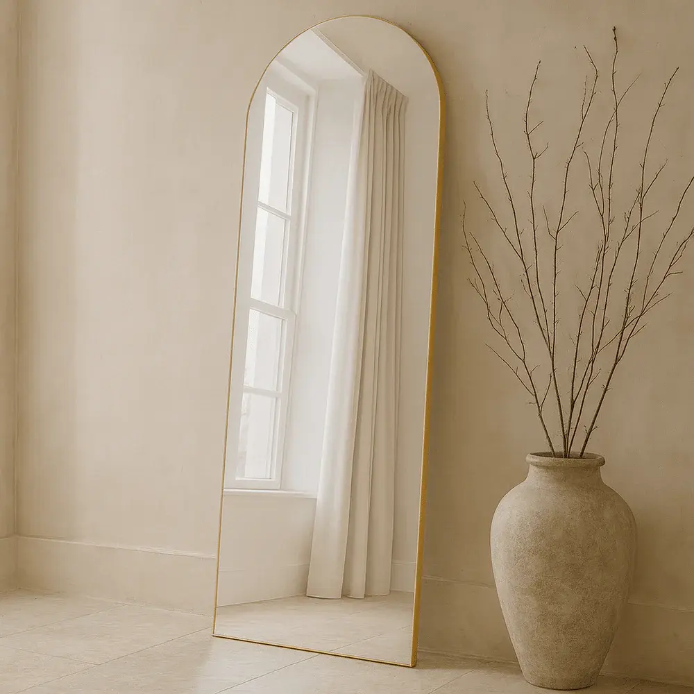 Cora Complete Length Arched Mirror 150x60cm - Gold