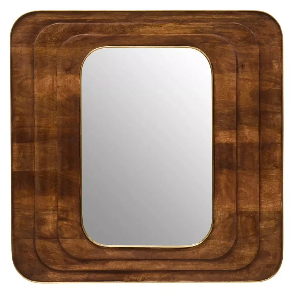 Sangar Mango Wood Sculpted Square Wall Mirror