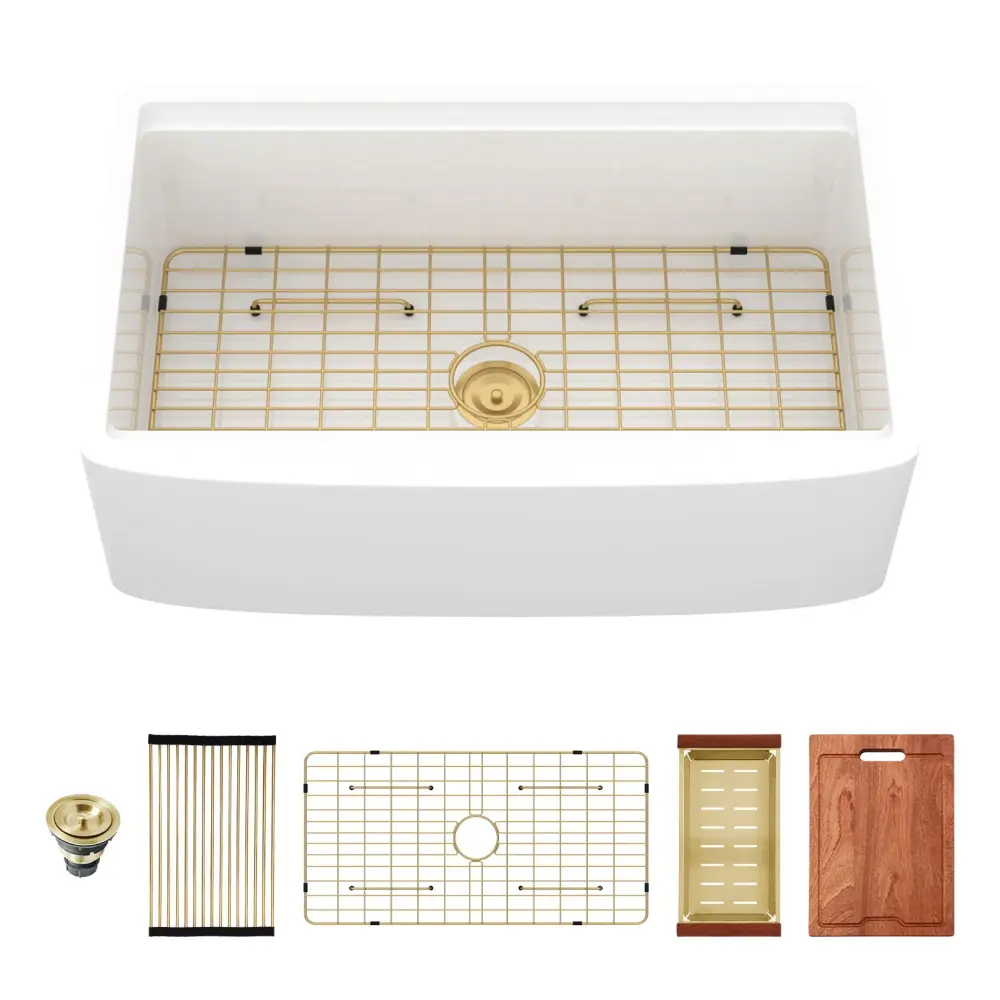 Kitchen Sink Workstation Deep Bowl And Space-Saving Track Design - Ivory