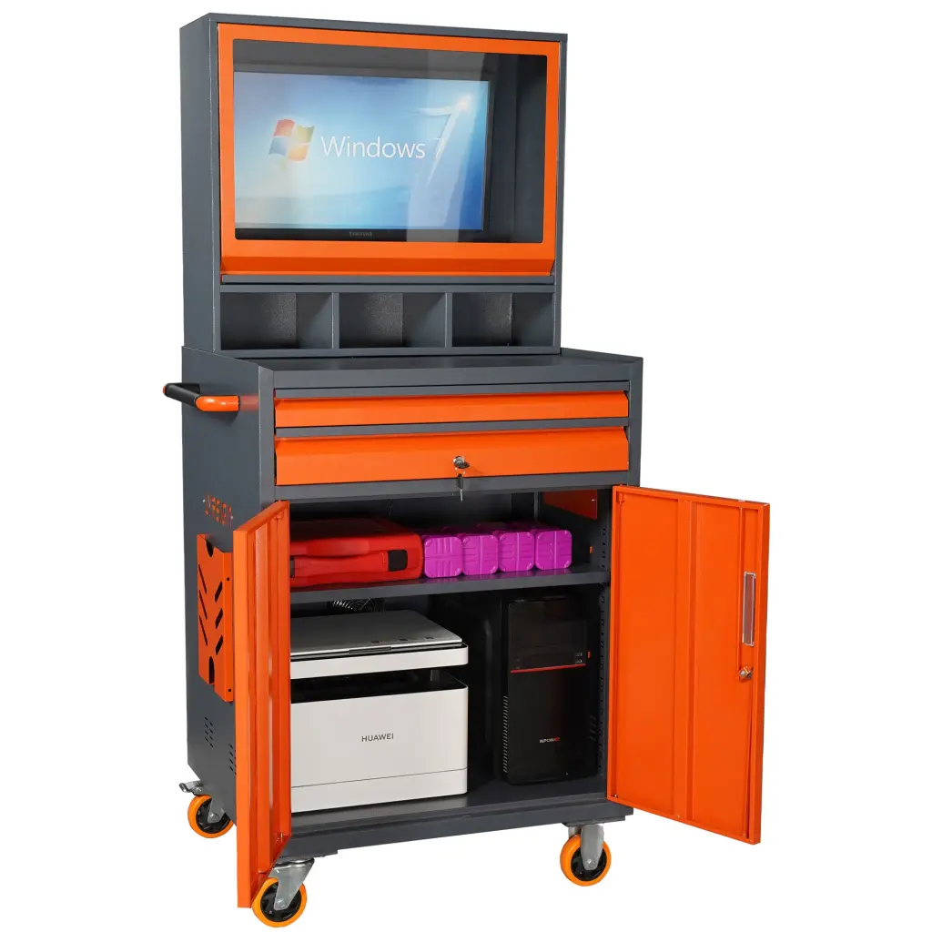 Industrial PC Cabinet Mobile Metal Computer Cabinet Deep Storage Office w2612