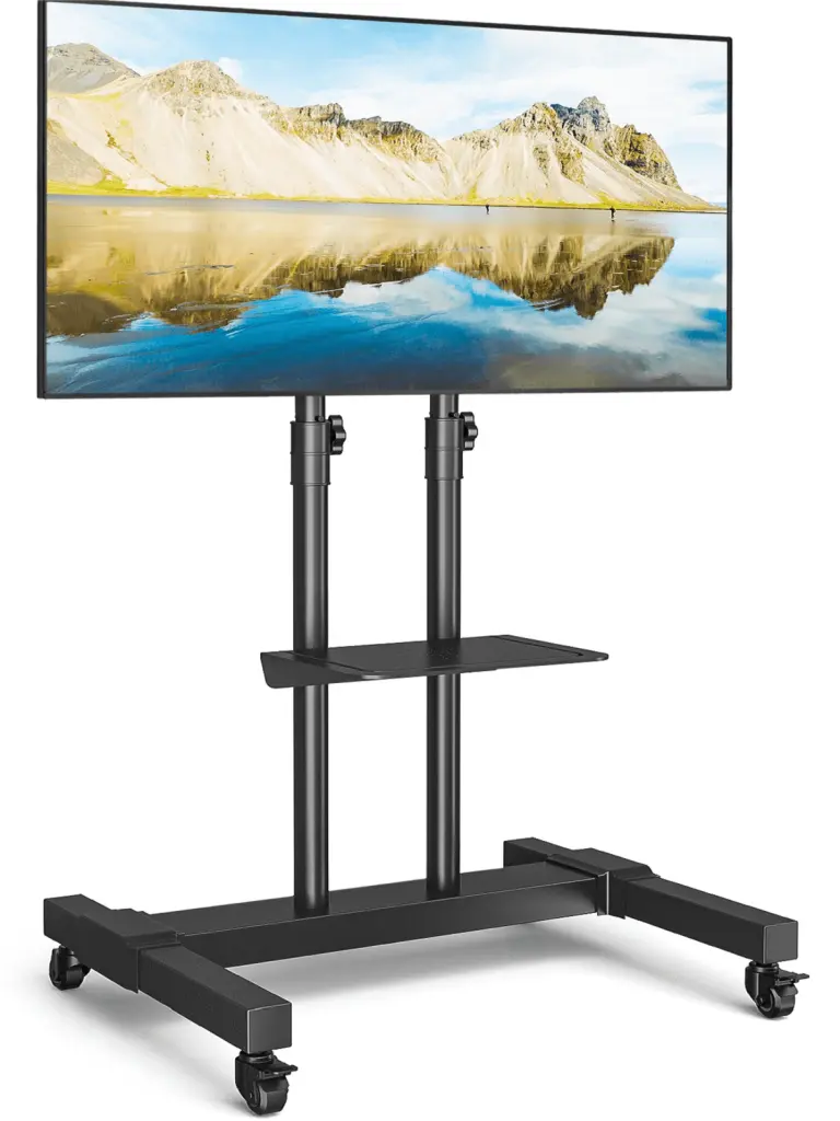 Rolling TV Stand Wheels TVs up to 80 Inches Tilt Upgraded Mobile TV Cart Black 5Rcom