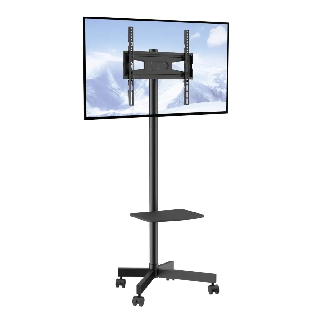 BENTISM Modern Rolling TV Stand Height Adjustable Mobile TV Cart Projector Shelf 23-60 Inch TVs and Lockable Wheels