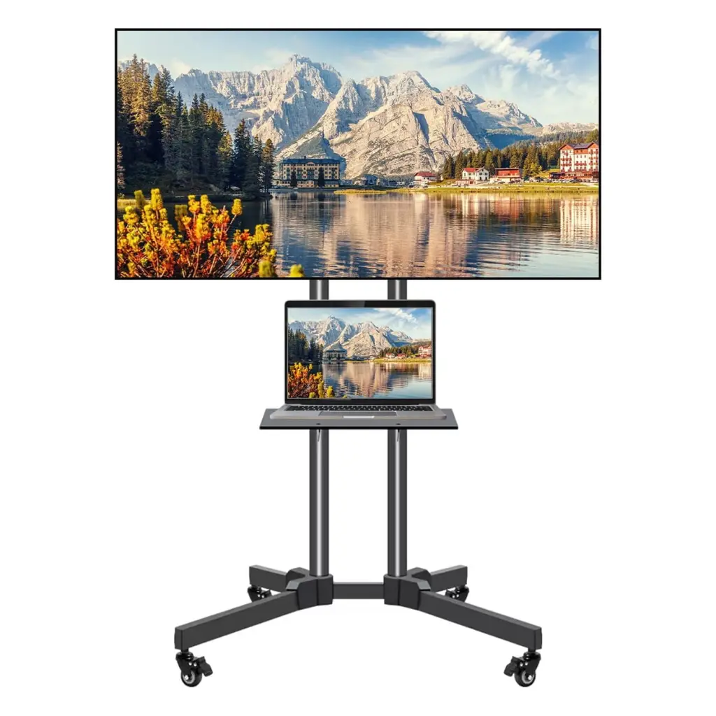 DAWOT Mobile TV Stand on Wheels 32-65 Inch LCD LED Flat Panel Curved Screen TV Movable Portable Rolling Floor TV Stand