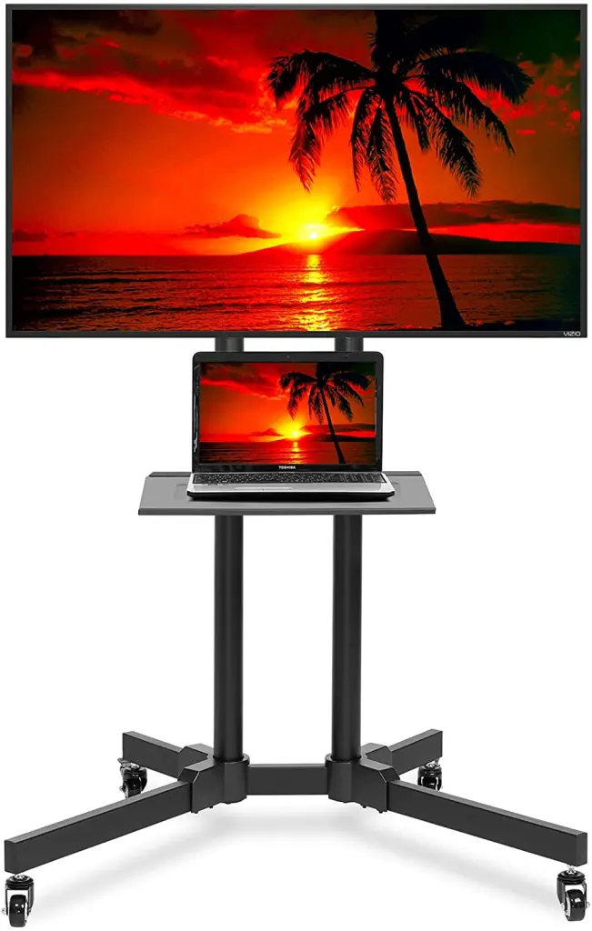 Rolling TV Stand Mobile TV Cart 32-65 Inch Plasma, LED, LCD, OLED, and Curved TVs - Universal Mount Wheels LukeMax